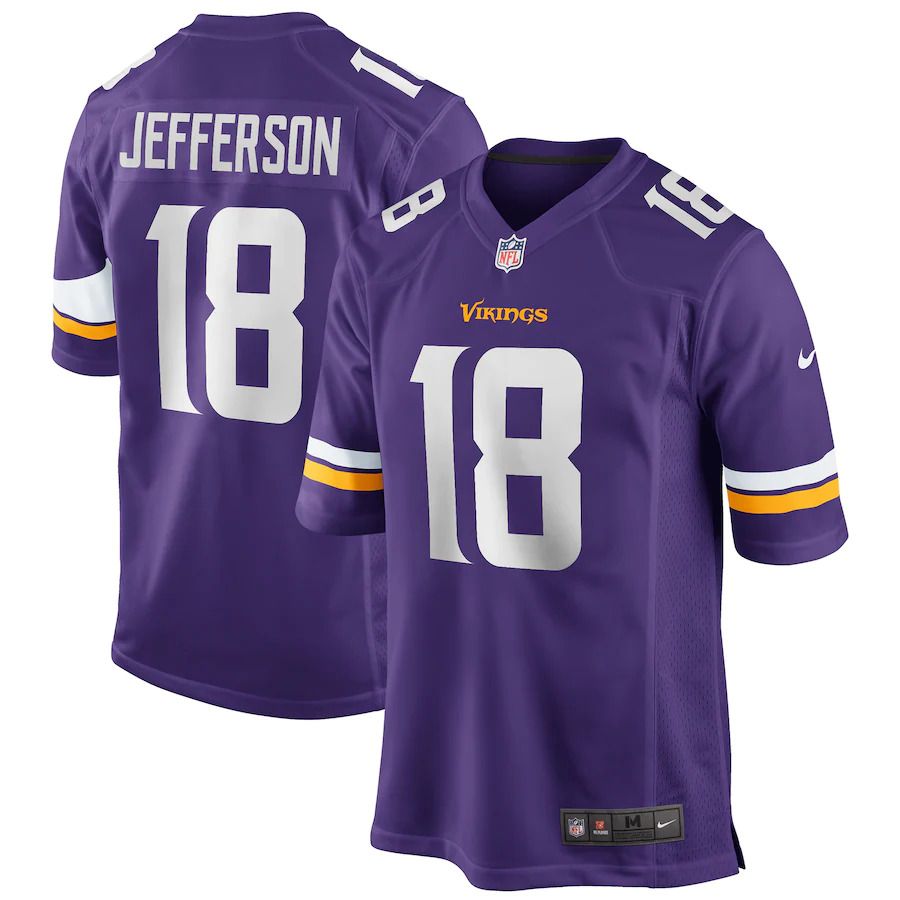 Men Minnesota Vikings #18 Justin Jefferson Nike Purple Game NFL Jersey